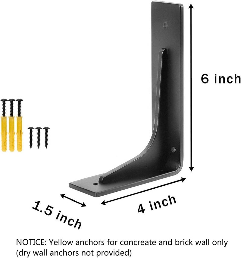 Firmetal 6"x 4"Shelf Bracket ,L Shelf Brackets,max Load 300lbs, Premium Alloy Metal Heavy Duty Shelf Bracket, high Strength Mounting Hardware Included, countertop Support, Pack of 4. (6 INCH x4 INCH) - Image 2